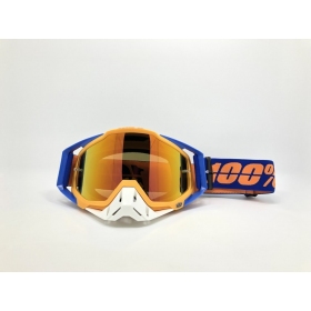 Off road 100% RACE ORANGE / BLUE goggles 