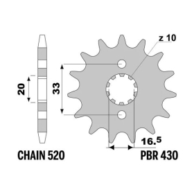 PBR Steel Standard Front Sprocket 430 - 520 KAWASAKI KX / SUZUKI RM-Z 250cc 2004-2006