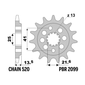 PBR Steel Standard Front Sprocket 2099 - 520 HONDA XR 650 R 2000-2007