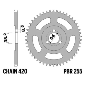 PBR Standard Steel Rear Sprocket 255 - 420 ​​​​​​​HONDA Z 50 1982-1994