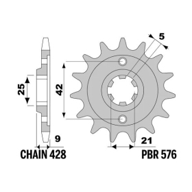 PBR Steel Standard Front Sprocket 576 - 428 YAMAHA XT 350 1986-1998