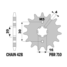 PBR Steel Standard Front Sprocket 710 - 428 CAGIVA ALETTA ROSSA / ELEFANT 125cc 1985-1987