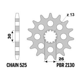 PBR Steel Standard Front Sprocket 2130 - 525 TRIUMPH AMERICA / BONNEVILLE / SCRAMBLER / SPEEDMASTER / THRUXTON / YAMAHA YZ 85-865cc 2001-2018