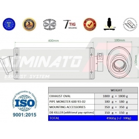 Exhausts silincers Dominator Oval DUCATI MONSTER 600 1993-2002