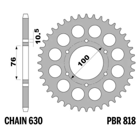 PBR Standard C45 Steel Rear Sprocket 818 - 630 ​​​​​​​SUZUKI GSX / GS 750-1100cc 1977-1988