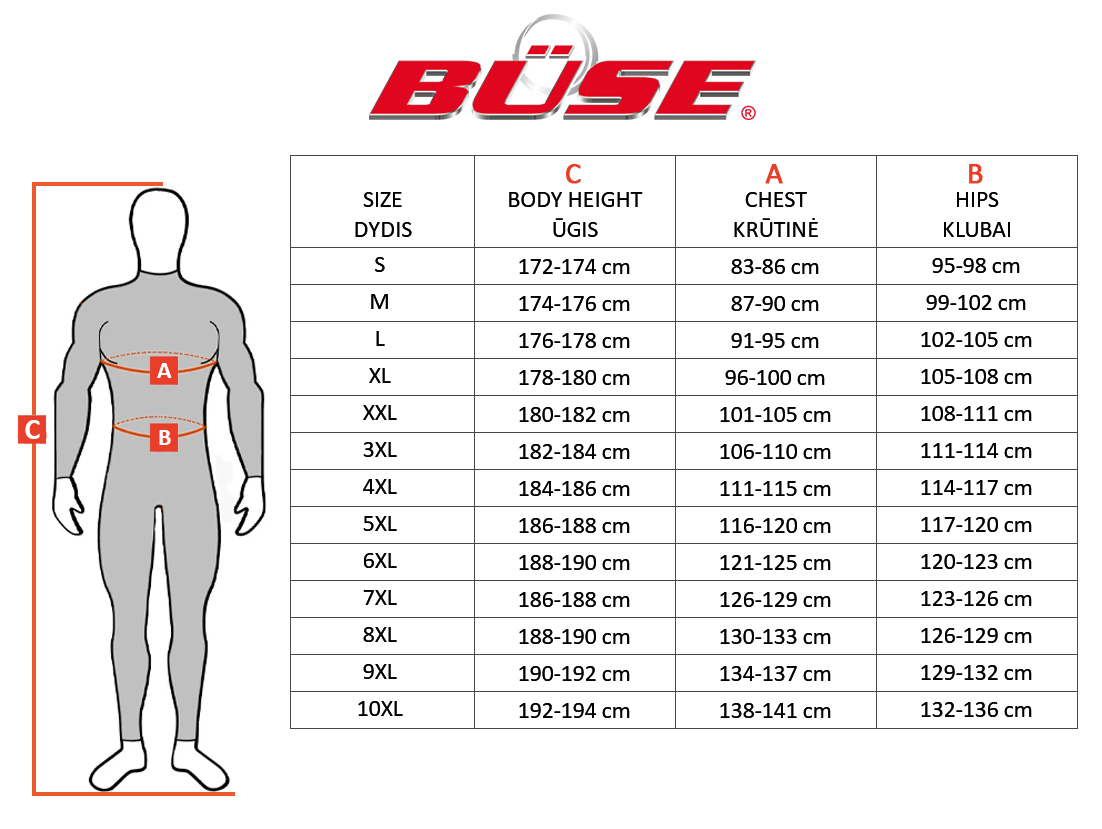 BÜSE size table