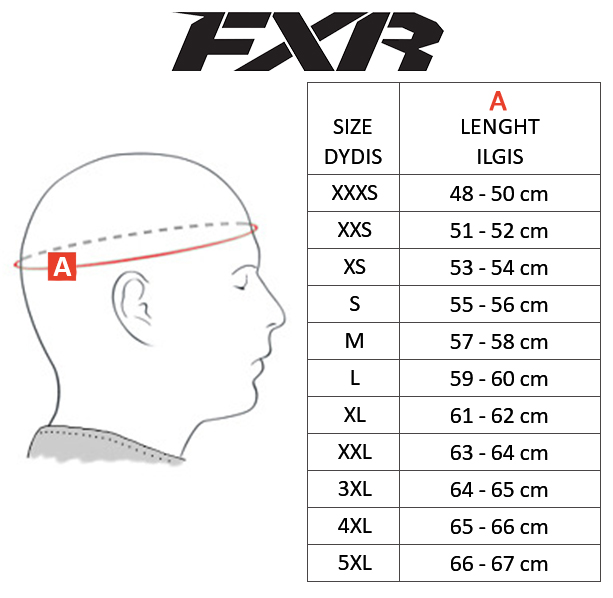 FXR size table