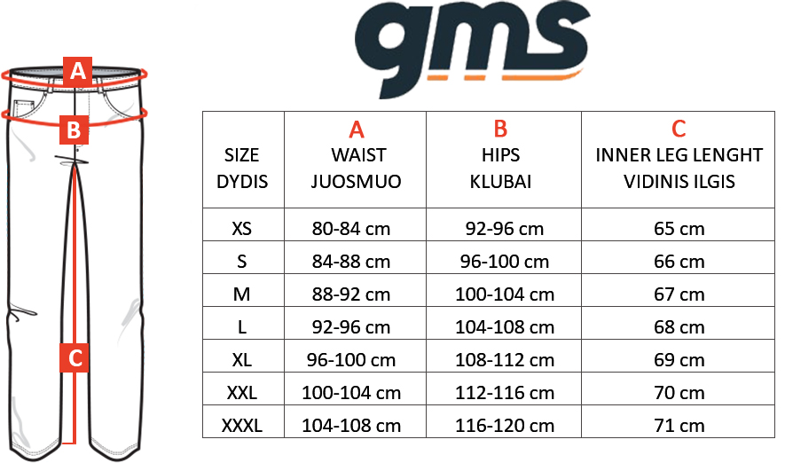 GMS size table