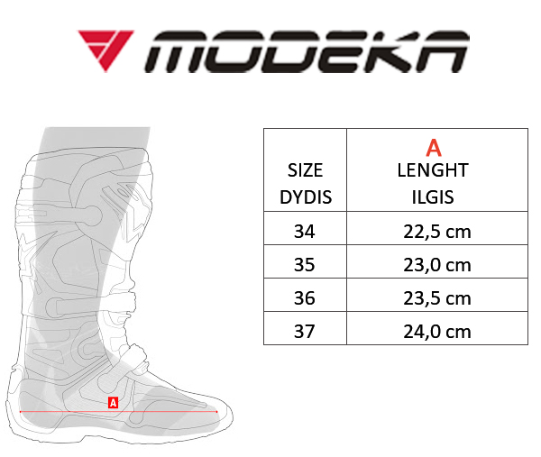 MODEKA size table