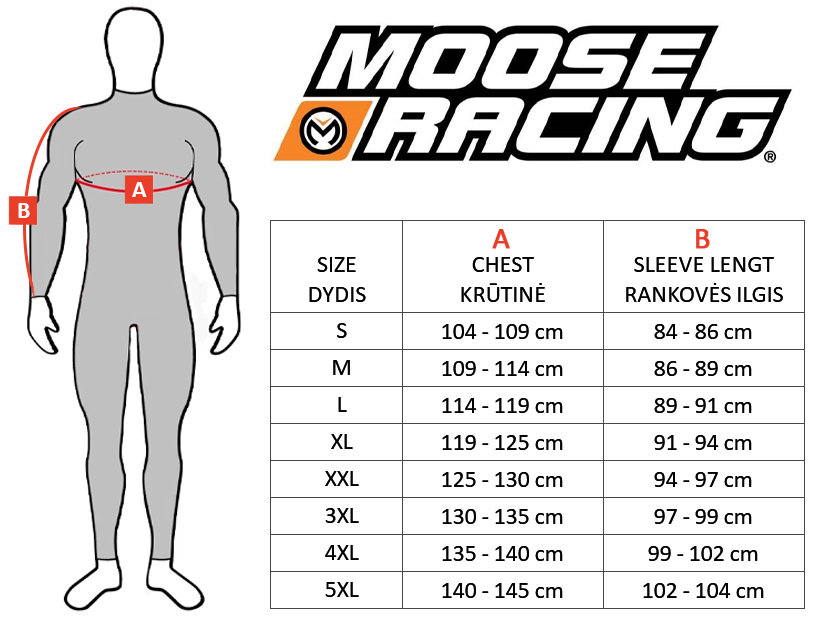 MOOSE RACING size table