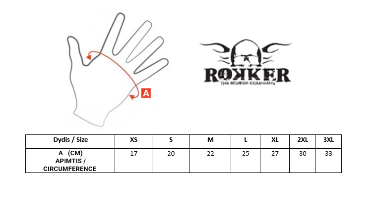 ROKKER size table