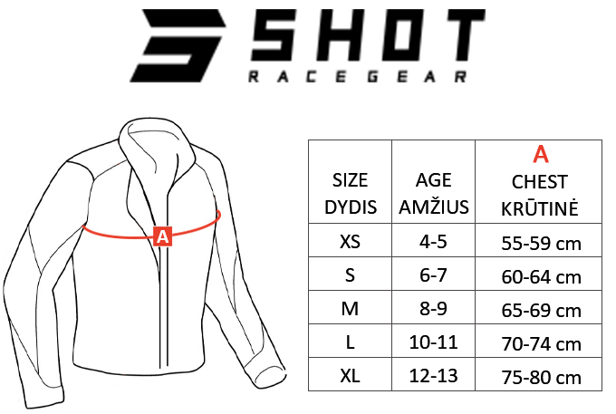 SHOT size table